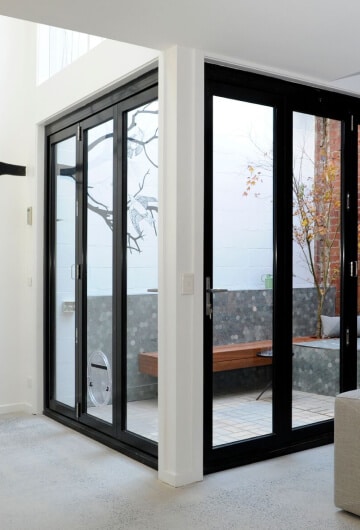 Bifold doors opening onto courtyard